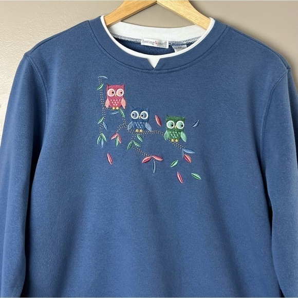 Vintage Cute Owl Grandma Style Sweatshirt Size M Embroidered - Picture 1 of 5